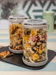 WHITE GOLD Borosilicate Glass Storage Jars Containers Airtight Lid Set of 2 Pieces 1200 ML