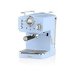 Swan SK22110BLN Retro Espresso Coffee Machine with Milk Frother, Steam Pressure Control, 1.2L Detachable Water Tank, 1100W, Retro Blue