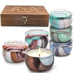 Scented Candles Gifts for Women Christmas 6 Pack Soy Candles Gifts Set with Lovely Sentiments Wedding Return Gift House Warming New Home Decor Carved Wood Box with Latch Leaving/Retirement Xmas Gifts