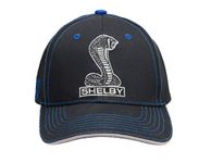 Shelby Cobra Snake Logo Hat - Baseball Cap | Black with Blue Stitching | 100% Cotton | Adjustable | One Size Fits All