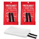 JT JUSTIME Fire Blanket Emergency for Home Kitchen, Fiberglass Fire Suppression Blanket for School, Fireplace, Outdoor Grill, Car, Office, Warehouse (2 Pack)