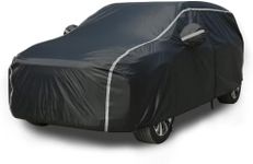 Tecoom Car Cover Waterproof All Weather, Car Covers for Automobiles with Zipper Door, Cotton Backing SUV , Windproof Sun UV Hail Protector Car Cover, Universal Fit for SUV (170/-190/) black HS05