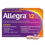 Allegra 12 Hour Allergy Medication, Non Drowsy, Fast, Multi-Symptom Allergy Relief Medicine for Sneezing, Runny Nose, Itchy/Watery Eyes, Throat or Palate, Fexofenadine Hydrochloride 60 mg, 36 Tablets