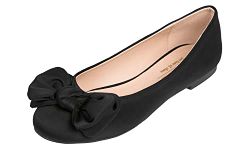 Feversole Women's Round Toe Cute Bow Trim Ballet Flats Black Size 9 M US