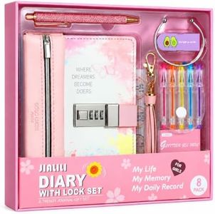JIALILI Diary with Lock for Girls Ages 8-12, 256-Page Pink Journal Gift Set