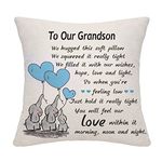 Grandson Gifts from Grandma Grandpa Grandson Throw Pillow Cover Cushion Cover from Grandparents Graduation Gifts Birthday Gift Thanksgiving (Our Grandson)