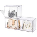 3 Packs Acrylic Display Case, Shoe Box with Clear Magnetic Door,Clear Plastic Stackable Shoe Boxes Shoe Storage Organizer for Display Sneakers,Collectibles, Wallet, Book,Bag Display Case(36*22*27CM)