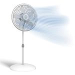 Lasko 1820 18″ Elegance & Performance Adjustable Pedestal Fan, White - Features Oscillating Movement Tilt-back Fan Head, 18 INCH