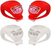 Malker Bicycle Light Front and Rear Silicone LED Bike Light Set - Bike Headlight and Taillight,Waterproof & Safety Road,Mountain Bike Lights,Batteries Included (2pcs Red & 2pcs White)