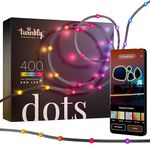 Twinkly Dots - Flexible Christmas Lights String with 400 RGB LEDs - Indoor and Outdoor Fairy Lights - Christmas Decorations - App-Controlled Lighting, Black Wire, 20m