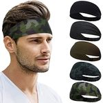 Beister Sports Headbands for Men & Women (5 Pack), Moisture Wicking Sweatbands, Elastic Non Slip Sweat Bands, Athletic Workout Fashion Wide Hair Bands for Running, Cycling, Basketball, Yoga