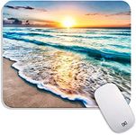 Armanza Square Mouse Pad Beach Sunset, Personalized Premium-Textured Custom Mouse Mat Design, Washable Mousepad Lycra Cloth, Non-Slip Rubber Base Computer Mouse Pads for Wireless Mouse