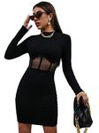 SYYNCRO Women's Western Bodycon Dresses for Women |Knee-Length Minidress | Midi Western Dress for Women| Short Dress (Small, Black)