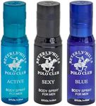 Beverly Hills Polo Club Men's Body Spray Collection Gift Set Featuring Luxury Designer Cologne Scents for Long Lasting Freshness BHPC 3 oz 3 Count (Silver)