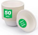 aaksh 555 Pack of 50 Large Strong Quality BOWLS Eco-Friendly Compostable Biodegradable Bowls Perfect for Everyday USE Hot & Cold Food Soup Salad Birthday Party 350ml Disposable Bowls