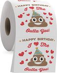 Happy Birthday Funny Toilet Paper Roll, I Love the Poop Outta You, Romantic Poop Emoji 3 Ply Tissue Paper, Funny Bathroom Novelty Joke Present, Image on Each Sheet, Unique Mens Bday Gag Gift Idea