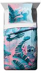Disney Lilo & Stitch Floral Fun Full/Queen Comforter & Sham Set - Super Soft Kids Reversible Bedding - Fade Resistant Microfiber (Official Disney Product)