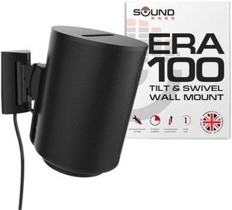 SOUND BASS ERA100 Wall Mount Bracket, Tilt and Swivel, Black, Single (1pc), Compatible with Sonos ERA 100, Effortless Installation, Includes Mounting Kit, E100-SW-WM-B