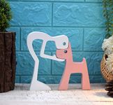 NUKKAD TALES Human and Dog - Peach and White, Aesthetic table decor for home or office, desk or Shelf. Quirky room decoration showpiece, ideal for birthday gifts, gift for dog lovers