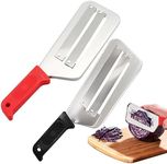 Morekfly Stainless Steel Shredder Knife, Double-Layer Slicer Multifunctional Vegetable Cutter Cabbage Slicer shredder, Sharp Blades Durable Julienne Cutter, Easy to Clean Grater (Black+Red, 2pcs)