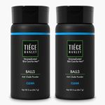 Tiege Hanley Mens Anti Chafe Powder (2-Pack) - Foot, Thigh & Ball Powder for Irritation - Clean, Eucalyptus & Spearmint with Menthol - Anti Chafing Stick Provides Long Lasting Moisture Absorption