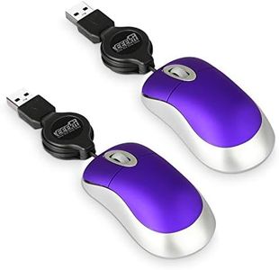 EEEKit 2 Pack Mini Retractable Cable USB Optical Mouse, Purple, Unisex