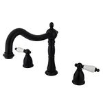 Kingston Brass KS1345PL Heritage Roman Tub Filler with Porcelain Lever Handle, Oil Rubbed Bronze