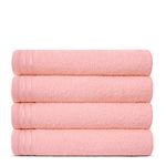 Lions Bath Towels - Set of 4 Bathroom Large Bath Sheets, 100% Luxury Cotton, 500 GSM 75X135CM, Highly Absorbent and Quick Dry Extra Large Bath Towel, Bathroom Accessory Set, Blush Pink