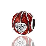 Eternalll Jewellery Boxing Gloves Charm 925 Sterling Silver Sports Hat Beads Sports Charms for Pandora Bracelets (Red Enamel Basketball)