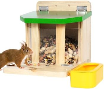 MIXXIDEA Wooden Squirrel Feeders for Outside with Water Bowl, Large Capacity, Sturdy Squirrel Feeder House with Thick Wood, No Assembly Required, for Backyard Outside Garden (Green)