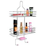 Plantex Shower Caddy for Bathroom Hanging/5in1 Stainless Steel Bathroom Shelf with Soap Holder and Hooks/Bathroom Organiser (Big Size-Square Shape-Chrome Finish)