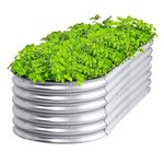 sogesfurniture Outdoor Galvanized Raised Garden Bed, 6×3×2 FT Oval Planter Box, Extra Large Raised Garden Bed Kit for Vegetables, Flowers & Fruits, BHCA-30QDDTPB01-SL-NEW