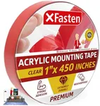 XFasten Double Sided Acrylic Mounting Tape Removable, Clear, 1-Inch x 450-Inch, Weatherproof Adhesive for Brick, Walls- Indoor and Outdoor Applications