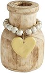 Mud Pie Wood and Beaded Pendant Bud Vase, Heart, 6.25" x 4.75"