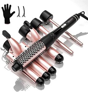 Curling Iron Set 5 in 1,MAXT Curling Wand Set Interchangeable Triple Barrel Curling Iron and Curling Brush Ceramic Barrel Wand Curling Iron(0.35”-1.25”)