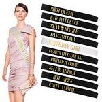 10pcs Birthday Sashes for Girls Women Birthday Satin Sash Set Birthday Gift Birthday Accessories for Birthday Parties, Decorations, Favors 2 Colors (Black, White)