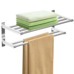 AKOZLIN 2-Tier Towel Rack Wall Mounted 20 inch SUS304 Stainless Steel Bathroom Towel Rail Towel Shelf with Double Towel Bars