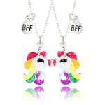 CERSLIMO Best Friend Necklace - Bff Necklace for 2 Girls, Matching Friendship Necklace | Unicorn Magnetic Pendant Necklaces, Best Friend Necklaces for 2 Girls Kids Jewellery Birthday Christmas Gifts