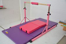 Gymnastic bars Leap Gymnastics NEW Junior GymPro High Bar Kit for KIDS With Mats and comes with unique fold away system, PINK, Pyjama