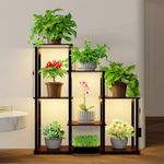 Bstrip Indoor Plant Stand with Grow Light, 3 Tier 7 Potted Plant Shelf with Grow Light, Dimmable 2ft 40W Plant Light for Indoor Plants, LED Grow Light with Timer (No Pots Included)