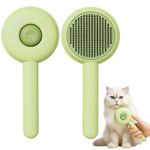 Yuppy Puppy Self Cleaning Slicker Brush Pet Hair Grooming Comb Pet Massaging Tool and Shedding Brush for Long or Medium Haired Dogs and Cats (Green)