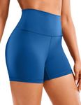 CRZ YOGA Women's Naked Feeling 4'' Gym Shorts - High Waisted Cycling Shorts Yoga Workout Running Spandex Shorts Ocean Blue 12