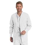 Landau Men's Warm Up Scrub Jacket, White, Medium