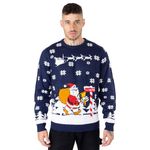 NOROZE Men's Christmas Jumpers Xmas Santa to The Pub Reindeer Novelty Unisex Long Sleeves Crew Neck Winter Pullover Top (XL, Santa to The Pub Navy)