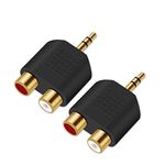 Oxsubor 3.5mm to RCA Splitter Adapter Gold Plated 3.5mm Male Stereo to 2 RCA Female Jack Y Plug Audio Converter (2 Pack)