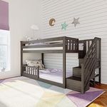 Max & Lily Low Bunk with Stairs and Single Guard Rail, Clay