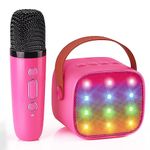 YLL Kids Karaoke Machine, Portable Bluetooth Speaker with Wireless Microphone for Kids, Music Toys Gifts for Girls 5, 6, 7, 8, 9, 10 +Year Old (Hotpink)