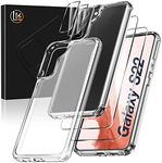 LK Case for Samsung Galaxy S22 5G, [Anti-Yellow] [Military Shockproof Protection], 2 Tempered Glass Screen Protector & 2 Camera Protection, Hard PC and TPU Silicone Bumper – Matte Translucent (White)