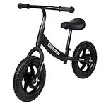 12" Balance Bike for 2 3 4 Year Old Boys Girl, Toddler Kids No Pedal Walking Balance Training Bike Bicycle with Adjustable Handlebar and Seat, Lightweight Carbon Steel Children Balance Bike (Black)