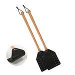 KINBOM 2pcs Leather Fly Swatter, Manual Heavy Duty Flyswatter with Long Wood Handle and Hanging Rope Durable Fly Swatter Catcher Wasp Swatter for Indoor Outdoor Home Fly